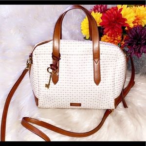 FOSSIL Polka Dot Leather Shoulder Bag